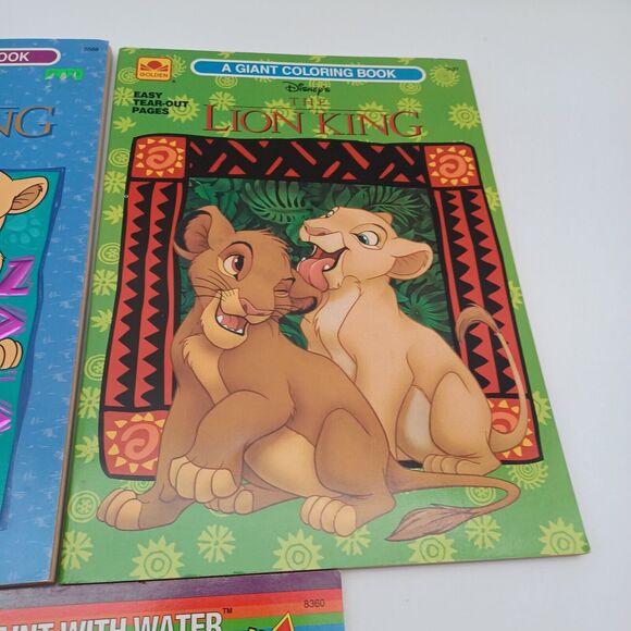 Vtg Golden Book Disney's Lion King Giant Coloring Book Paint With Water Lot Of 3 - Picture 4 of 8